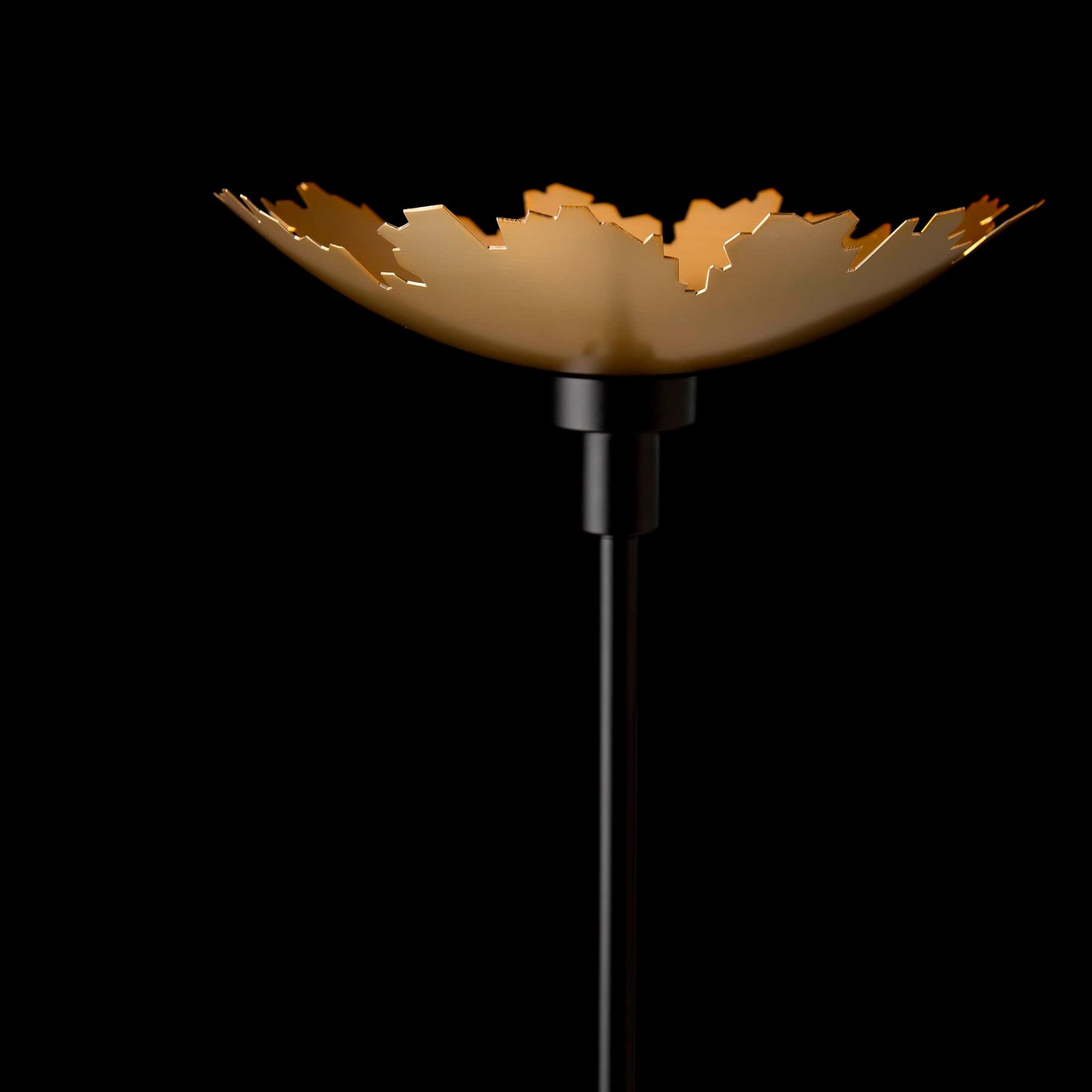 Image 3 Pangea 83.4" Black Torchiere With Modern Brass Shade more views