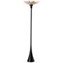 1_Pangea 83 1/2" High" Black Torchiere Lamp With Modern Brass Shade