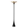 2_Pangea 83 1/2" High" Black Torchiere Lamp With Modern Brass Shade more views