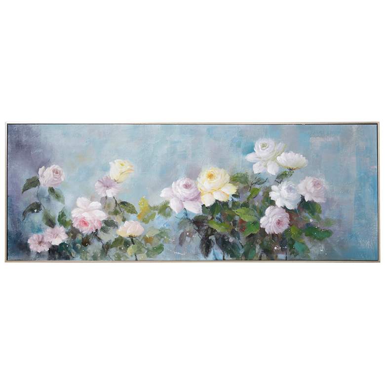 Image 1 Panoramic Bouquet 63"W x 24"H Natural Hand Painted Canvas Wall Ar