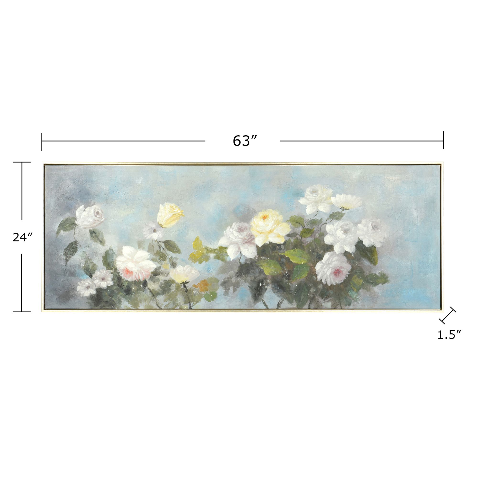 Image 7 Panoramic Bouquet 63"W x 24"H Natural Hand Painted Canvas Wall Ar more views