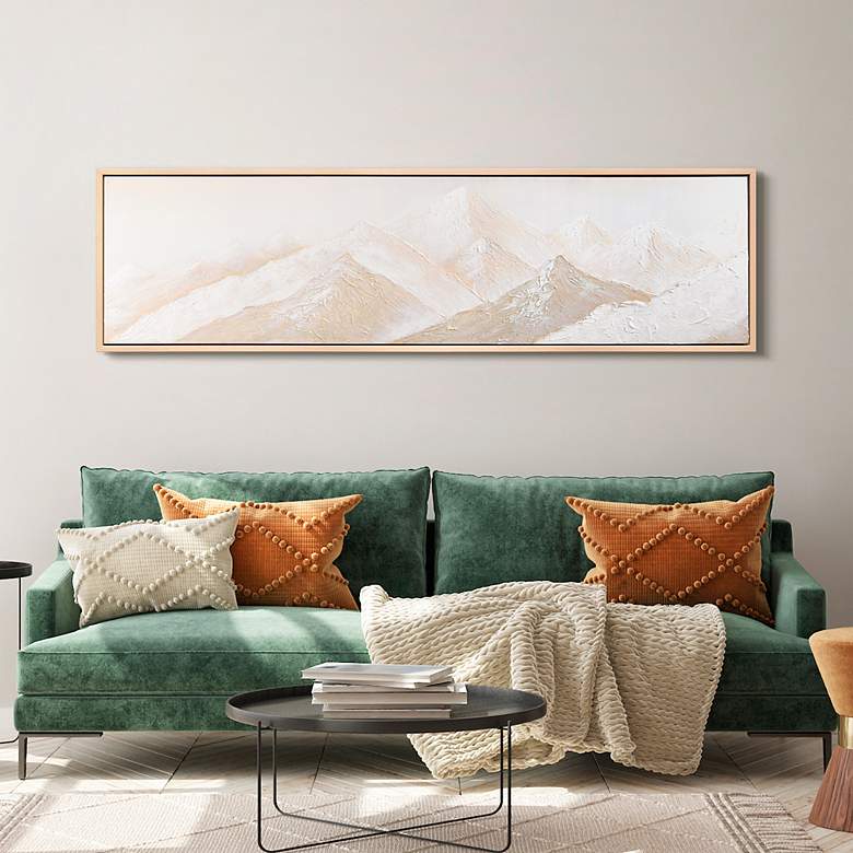 Image 4 Panoramic Peaks Heavily Textured Hand Painted Framed Canvas Wall Art more views