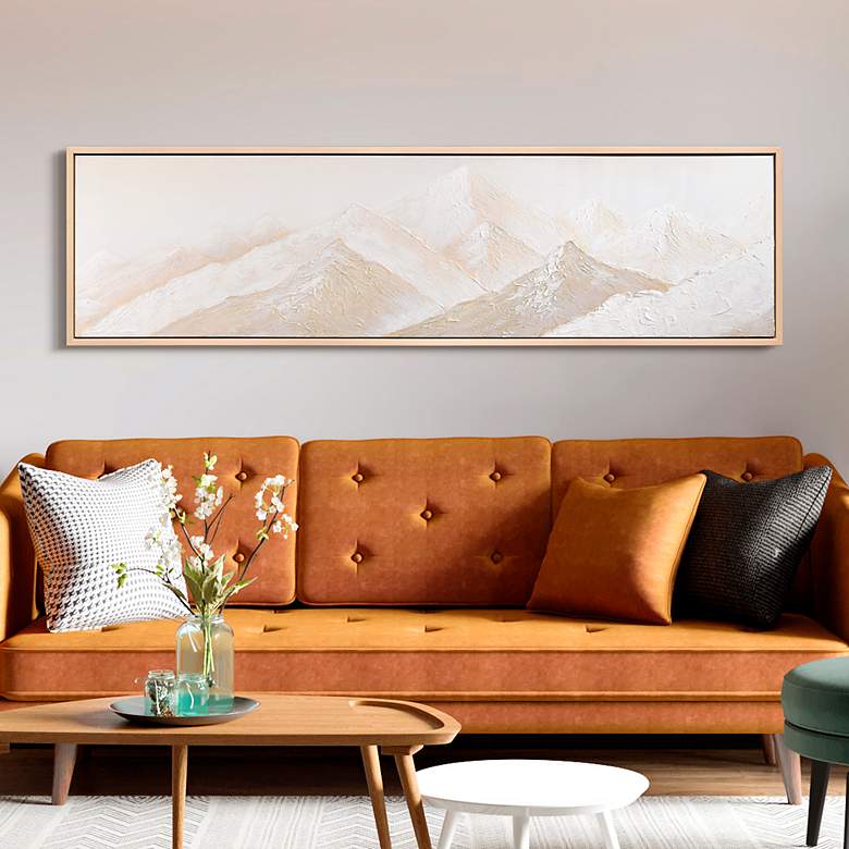 Image 5 Panoramic Peaks Heavily Textured Hand Painted Framed Canvas Wall Art more views