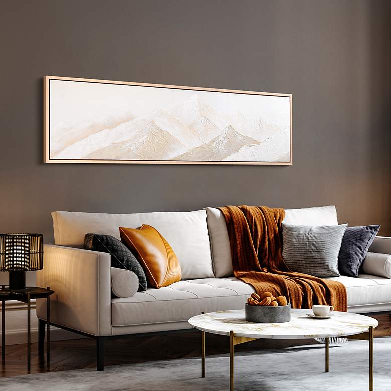 Image 6 Panoramic Peaks Heavily Textured Hand Painted Framed Canvas Wall Art more views