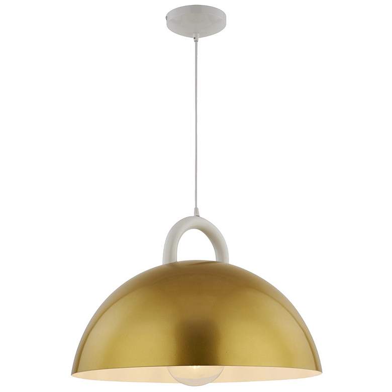 Image 1 Pantheon 15.75" Wide Gold, White Pendant With Gold Metal Shade
