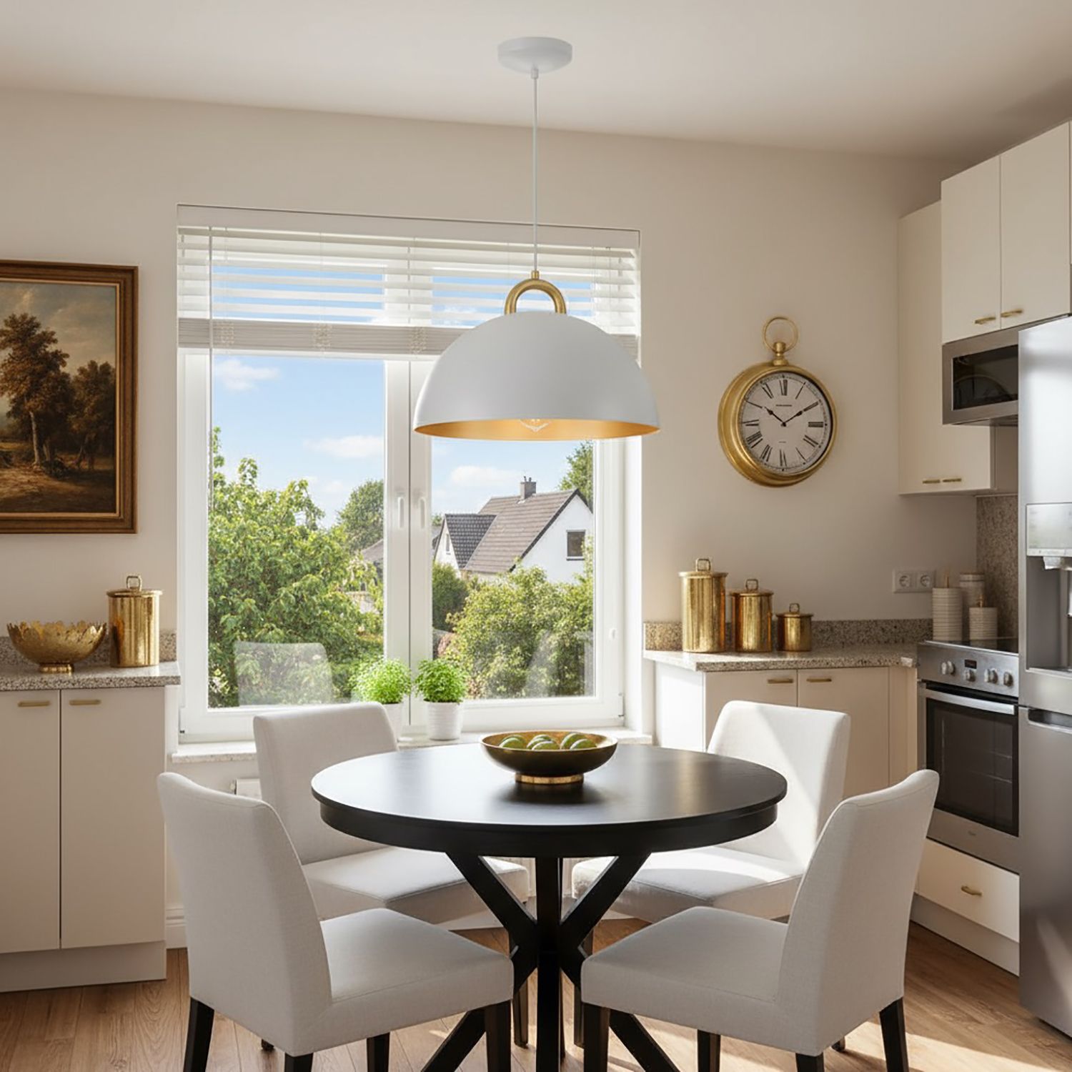 Image 3 Pantheon 15.75" Wide Gold, White Pendant With Gold Metal Shade more views