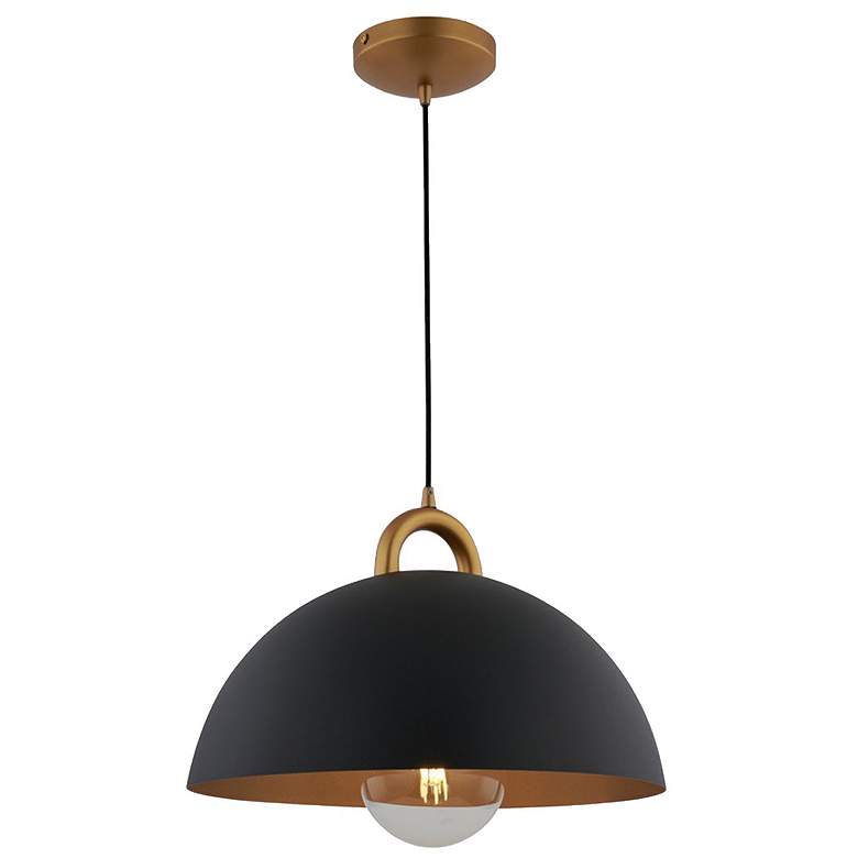 Image 1 Pantheon 19.5" Wide Black, Rust Brass Pendant With Black Metal Shade