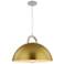 Pantheon 19.5" Wide Gold, White Pendant With Gold Metal Shade