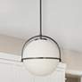Thumbnail1 of Paola 11.5" Wide Matte Black Pendant With White Opal Glass