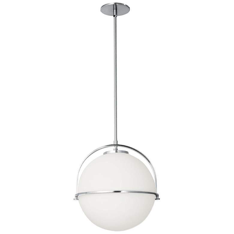 Image 1 Paola 11.5" Wide Polished Chrome Pendant With White Opal Glass