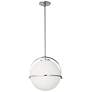 2_Paola 11.5" Wide Polished Chrome Pendant With White Opal Glass