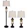Paola Seeded Glass Metal 3-Piece Floor and Table Lamp Set