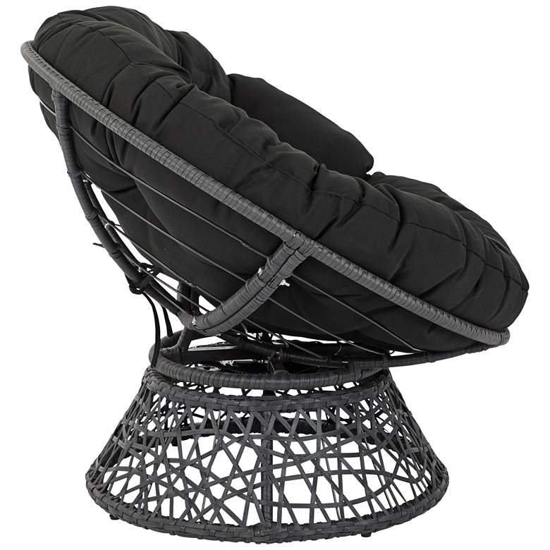 Image 5 Papasan Black Wicker Swivel Tufted Occasional Chair more views