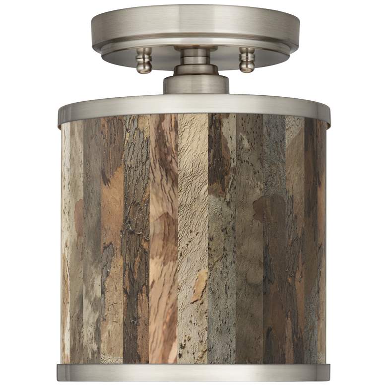 Image 1 Paper Bark Cyprus 7 inch Wide Brushed Nickel Ceiling Light