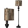 Paper Bark Giclee Glow Black Bronze Floor Lamp