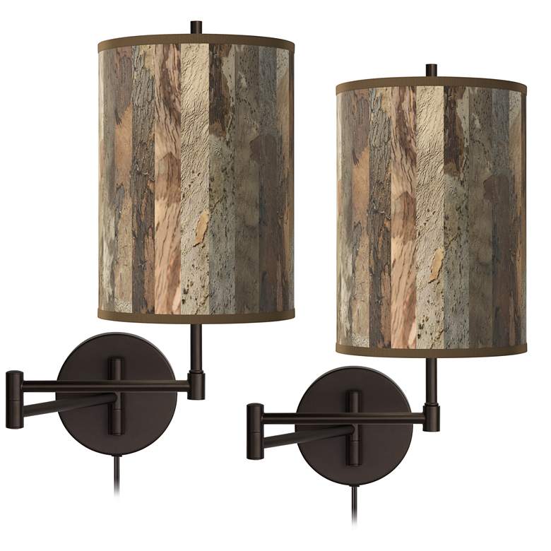 Image 1 Paper Bark Tessa Bronze Swing Arm Wall Lamps Set of 2