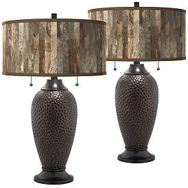 Image1 of Paper Bark Zoey Hammered Oil-Rubbed Bronze Table Lamps Set of 2