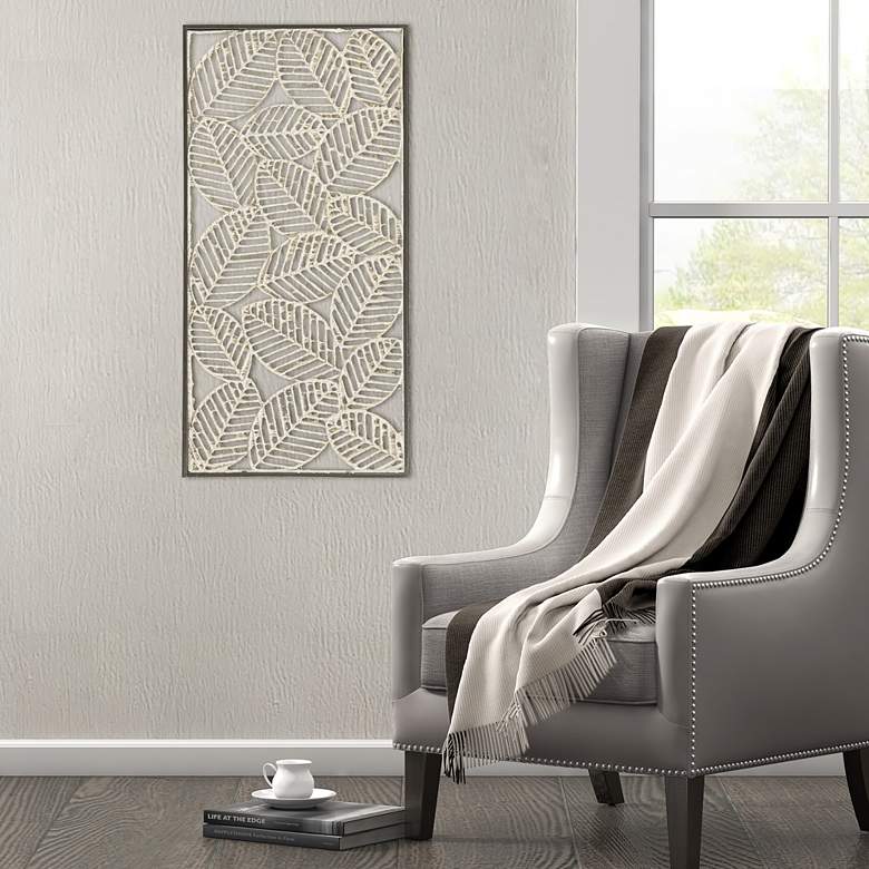 Image 6 Paper Cloaked Leaves 32 inch Wide Framed Metal Wall Art more views
