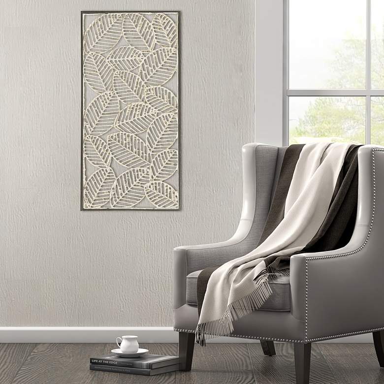Image 6 Paper Cloaked Leaves 32" Wide Framed Metal Wall Art more views