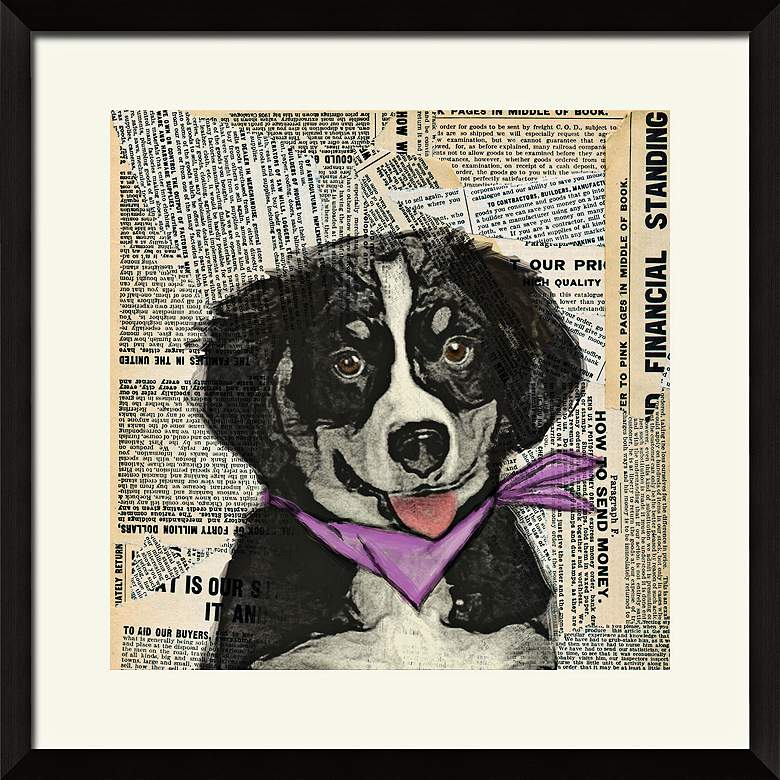Image 1 Paper Puppy I 19 1/2 inch Square Framed Giclee Wall Art