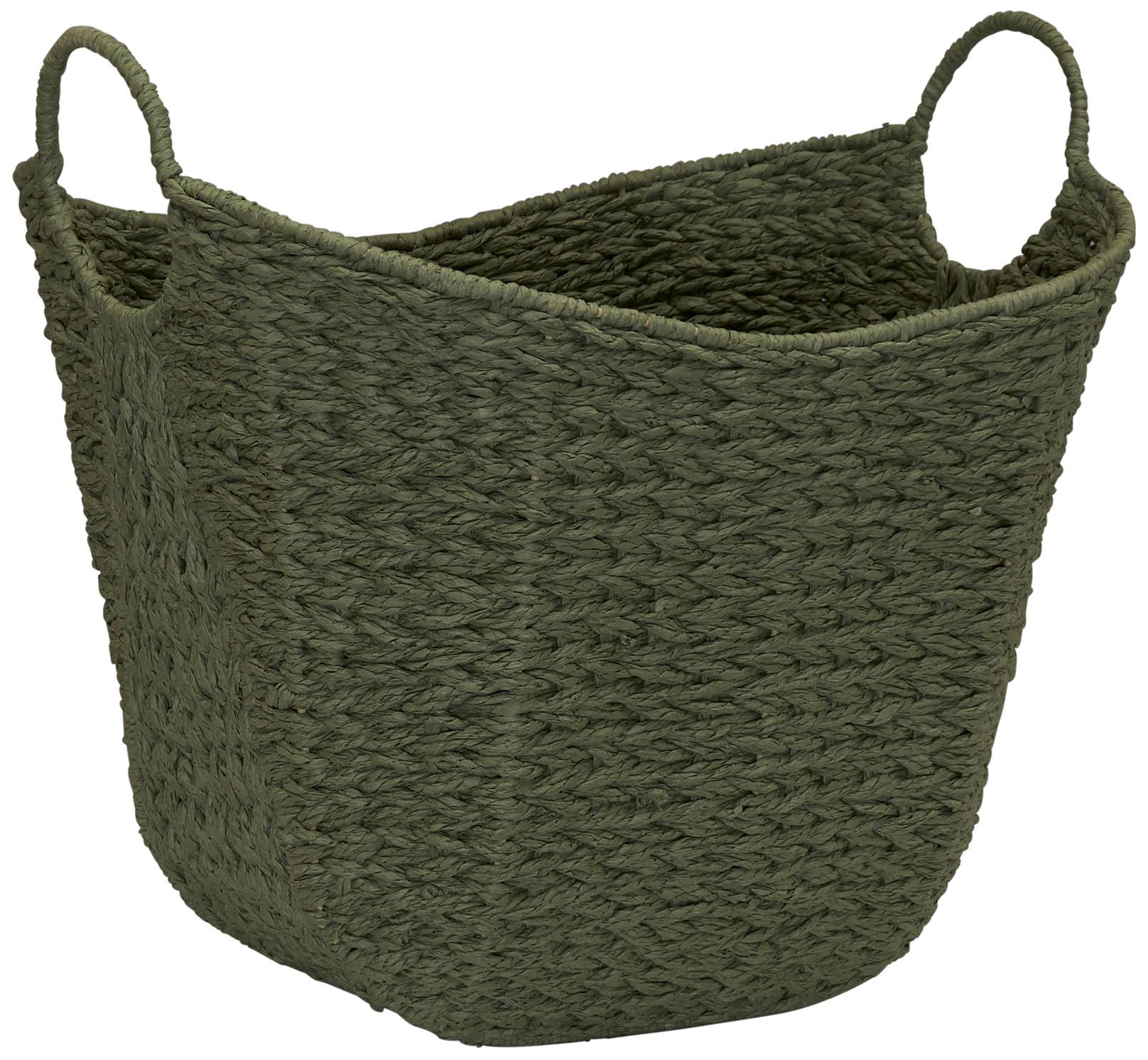 Image 2 Paper Rope Basket with Handles, Natural Woven Storage Basket