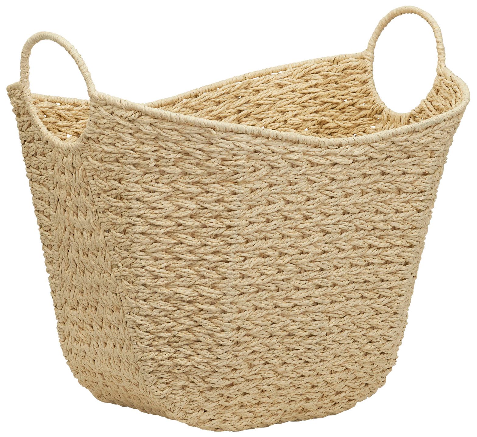 Image 2 Paper Rope Basket with Handles, Natural Woven Storage Basket