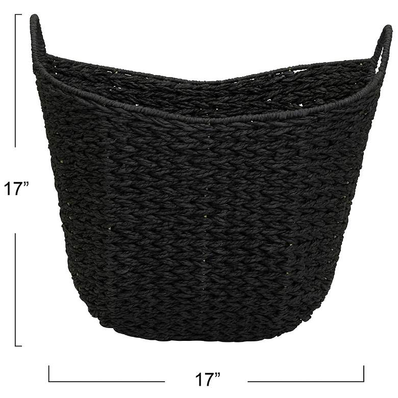 Image 3 Paper Rope Basket with Handles, Natural Woven Storage Basket more views