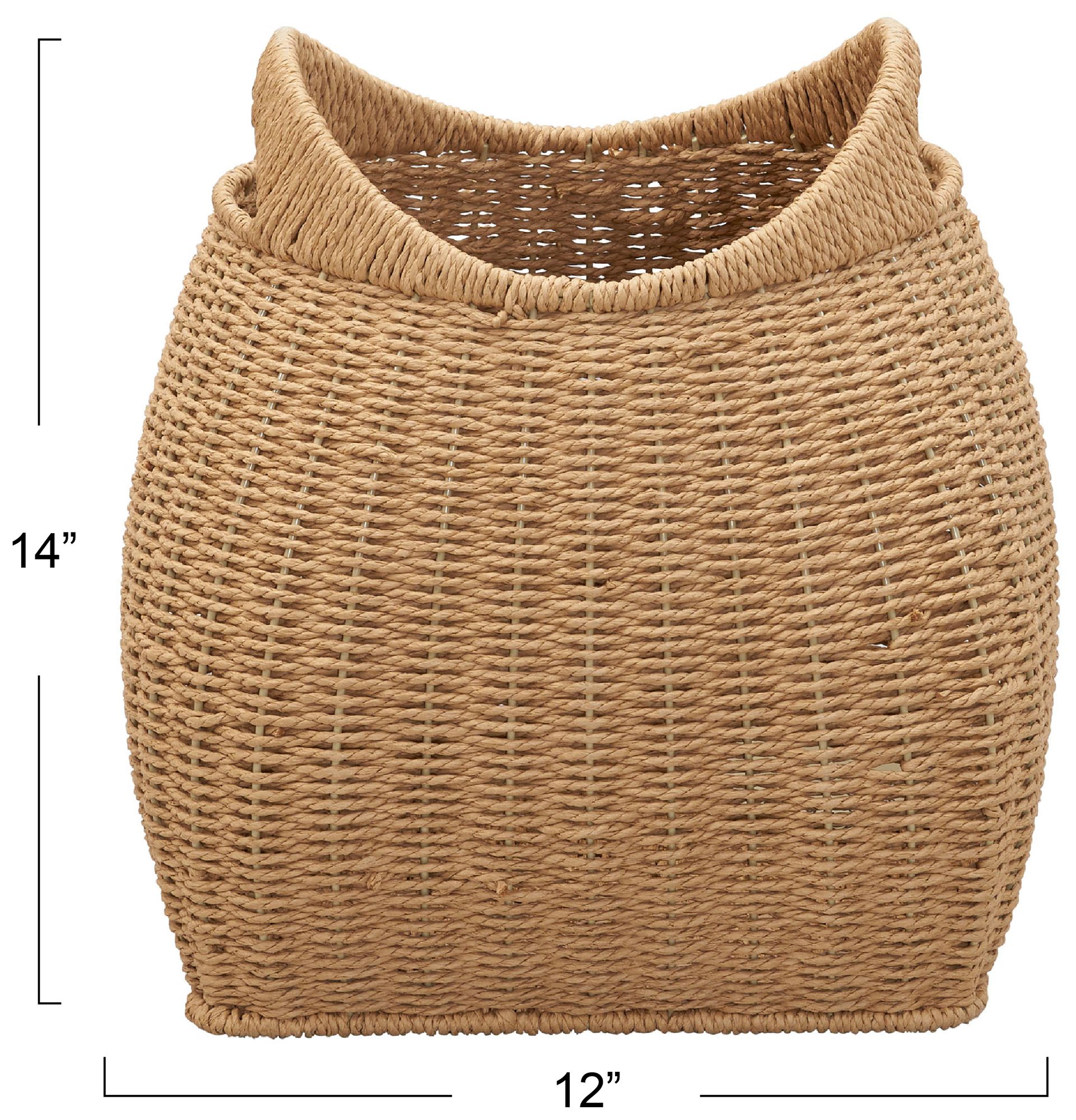 Image 4 Paper Rope Basket with Handles, Natural more views