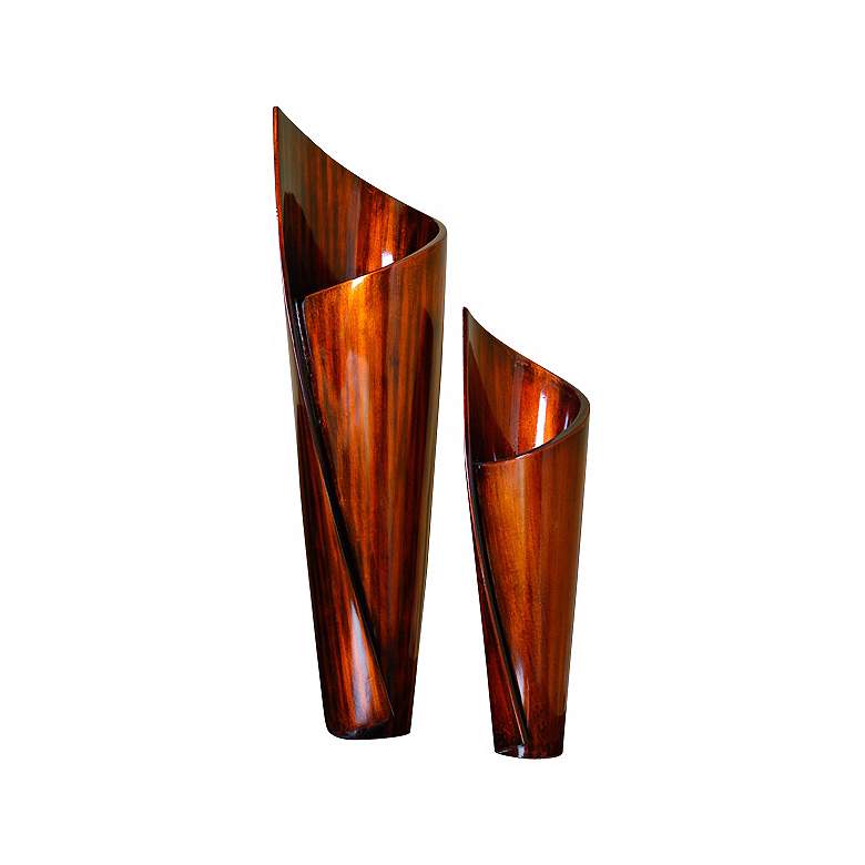 Image 1 Paper Twist Copper Black Honey Lacquer Vases Set of 2