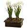 Paperwhites 15 1/2"H Faux Flowers in Wooden Planter