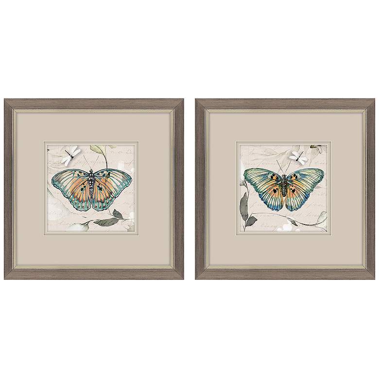 Image 1 Papillon 11"W x 11"H Framed Art Set of 2