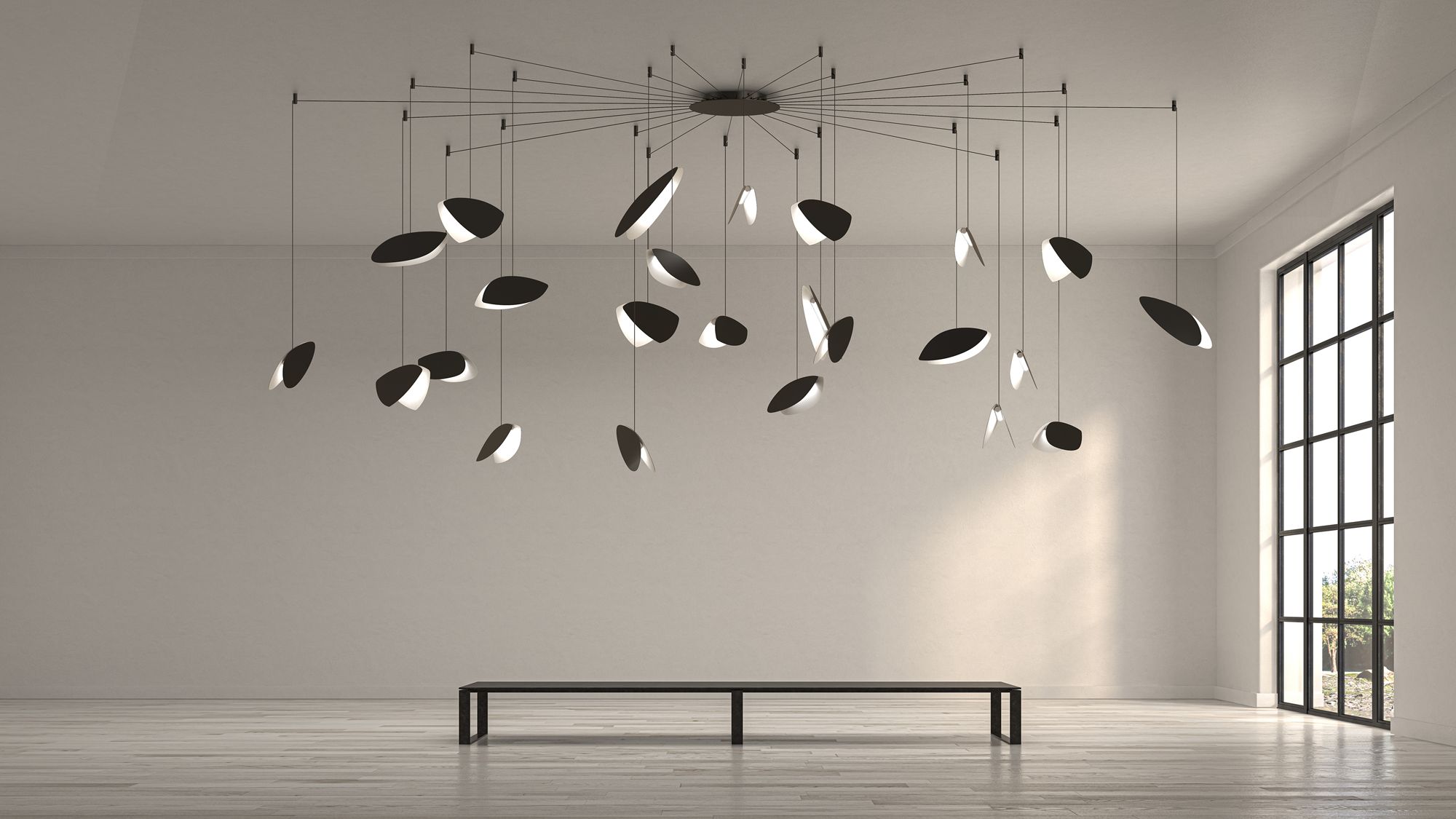 Image 2 Papillons 24-Light Swag LED Pendant - Satin Black - Satin Black more views