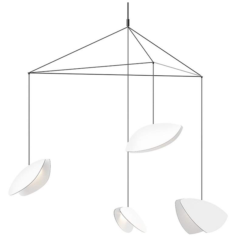 Image 1 Papillons 4-Light Large LED Pendant - Satin Black - Satin White