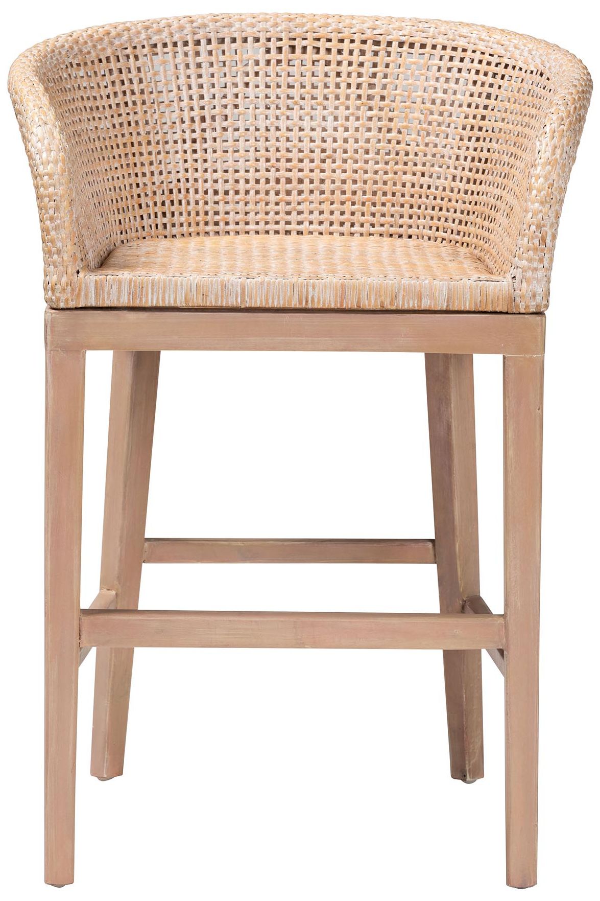 Image 4 Papua 24 1/2" Antique White-Washed Rattan Counter Stool more views