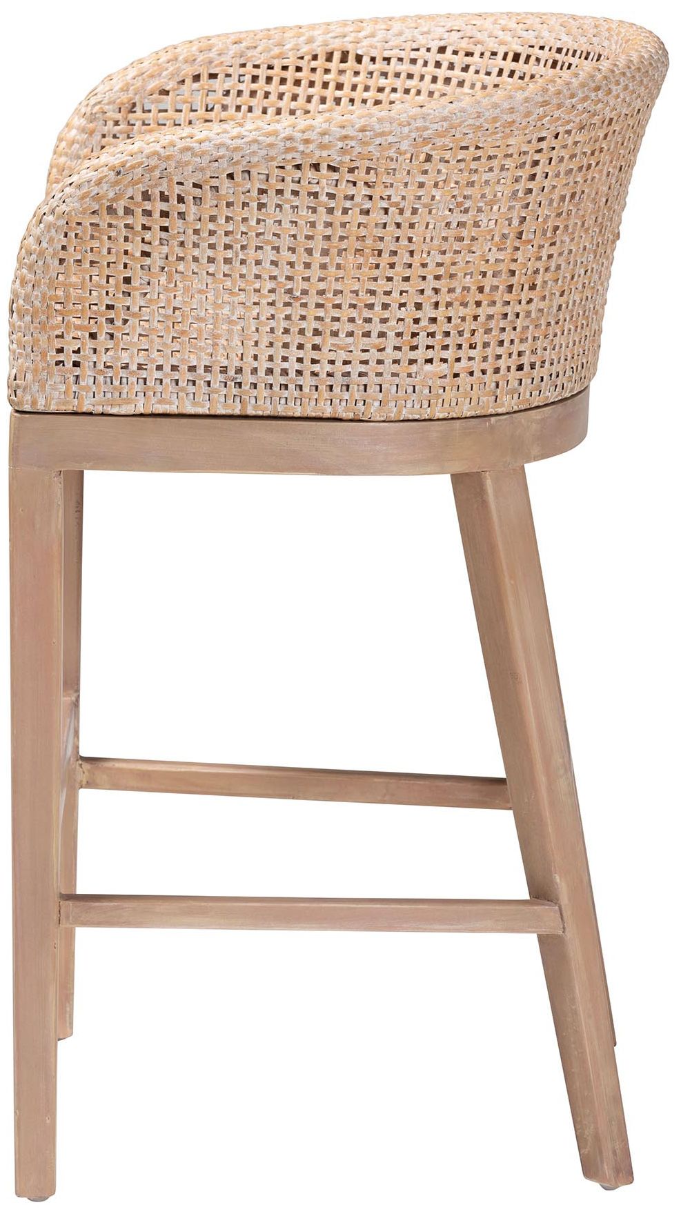 Image 5 Papua 24 1/2" Antique White-Washed Rattan Counter Stool more views