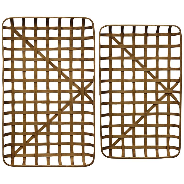 Image 1 Paracel 40 1/2 inch and 37 inch Wide Natural Bamboo Trays - Set of 2