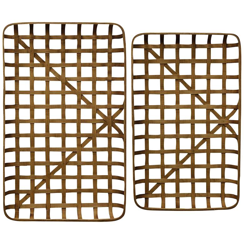 Image 1 Paracel 40 1/2" and 37" Wide Natural Bamboo Trays - Set of 2