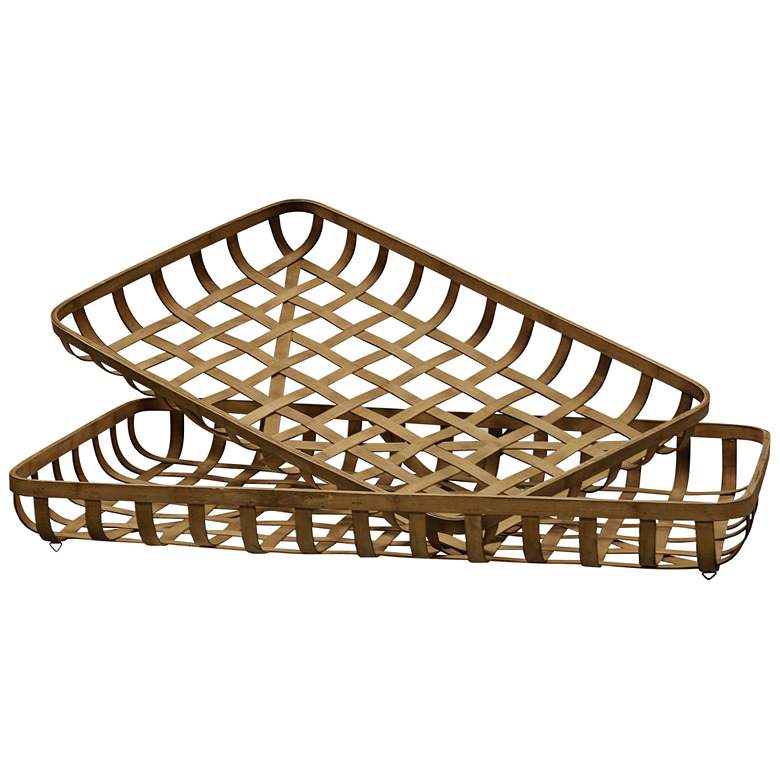 Image 2 Paracel 40 1/2" and 37" Wide Natural Bamboo Trays - Set of 2 more views