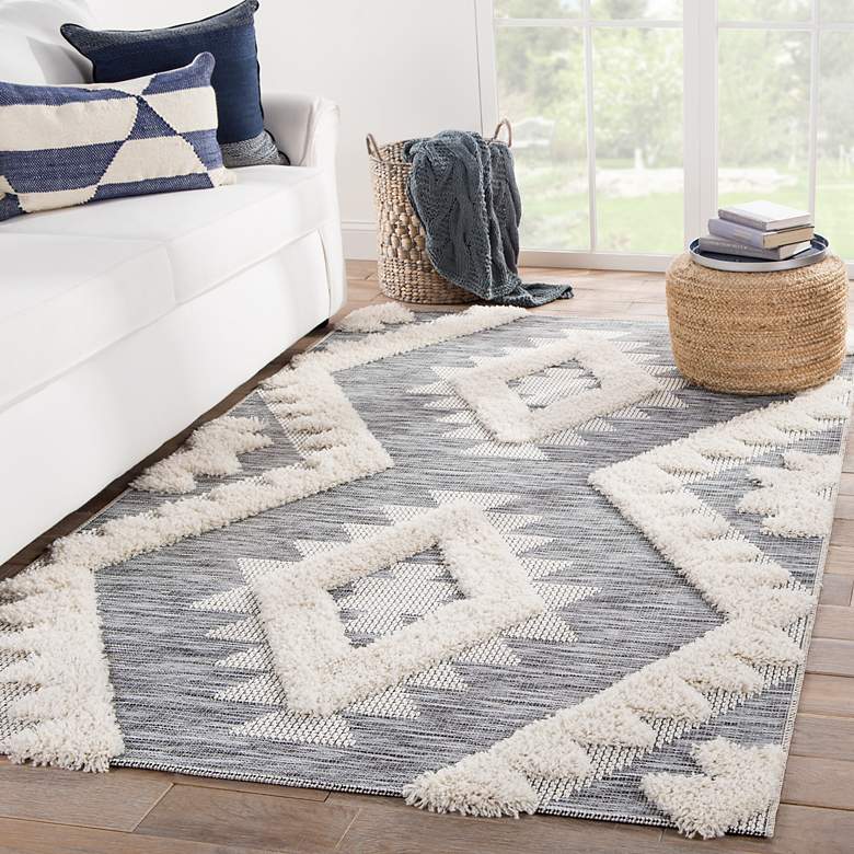 Image 1 Parades Makaya PAD02 5&#39;3 inchX7&#39;6 inch Gray and Cream Area Rug