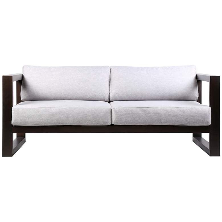 Image 1 Paradise Outdoor Dark Eucalyptus Wood Sofa with Grey Cushions