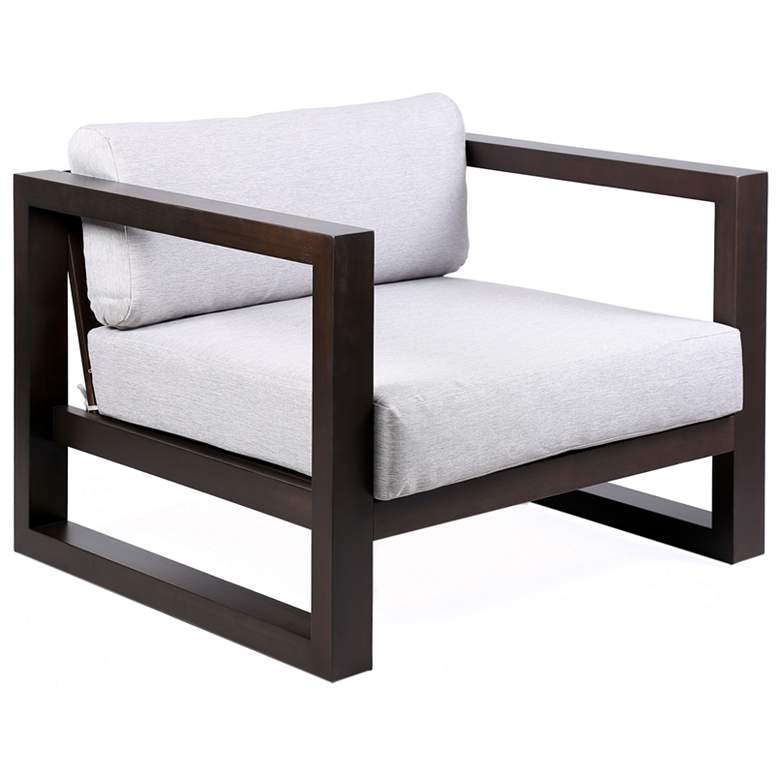 Image 1 Paradise Outdoor Lounge Chair with Grey Cushions in Dark Eucalyptus Wood