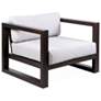 Paradise Outdoor Lounge Chair with Grey Cushions in Dark Eucalyptus Wood