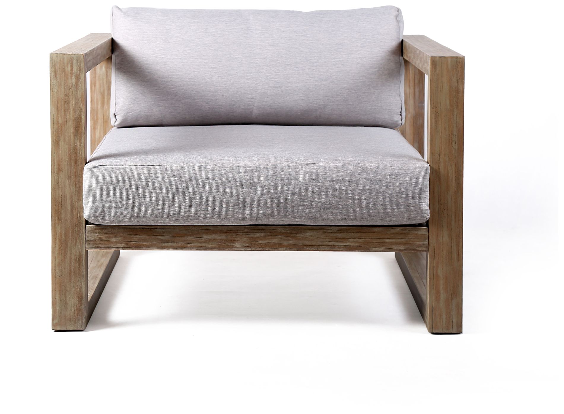 Image 3 Paradise Outdoor Lounge Chair with Grey Cushions in Light Eucalyptus Wood more views