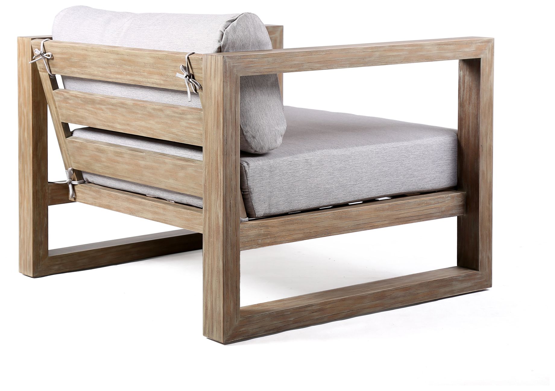 Image 4 Paradise Outdoor Lounge Chair with Grey Cushions in Light Eucalyptus Wood more views