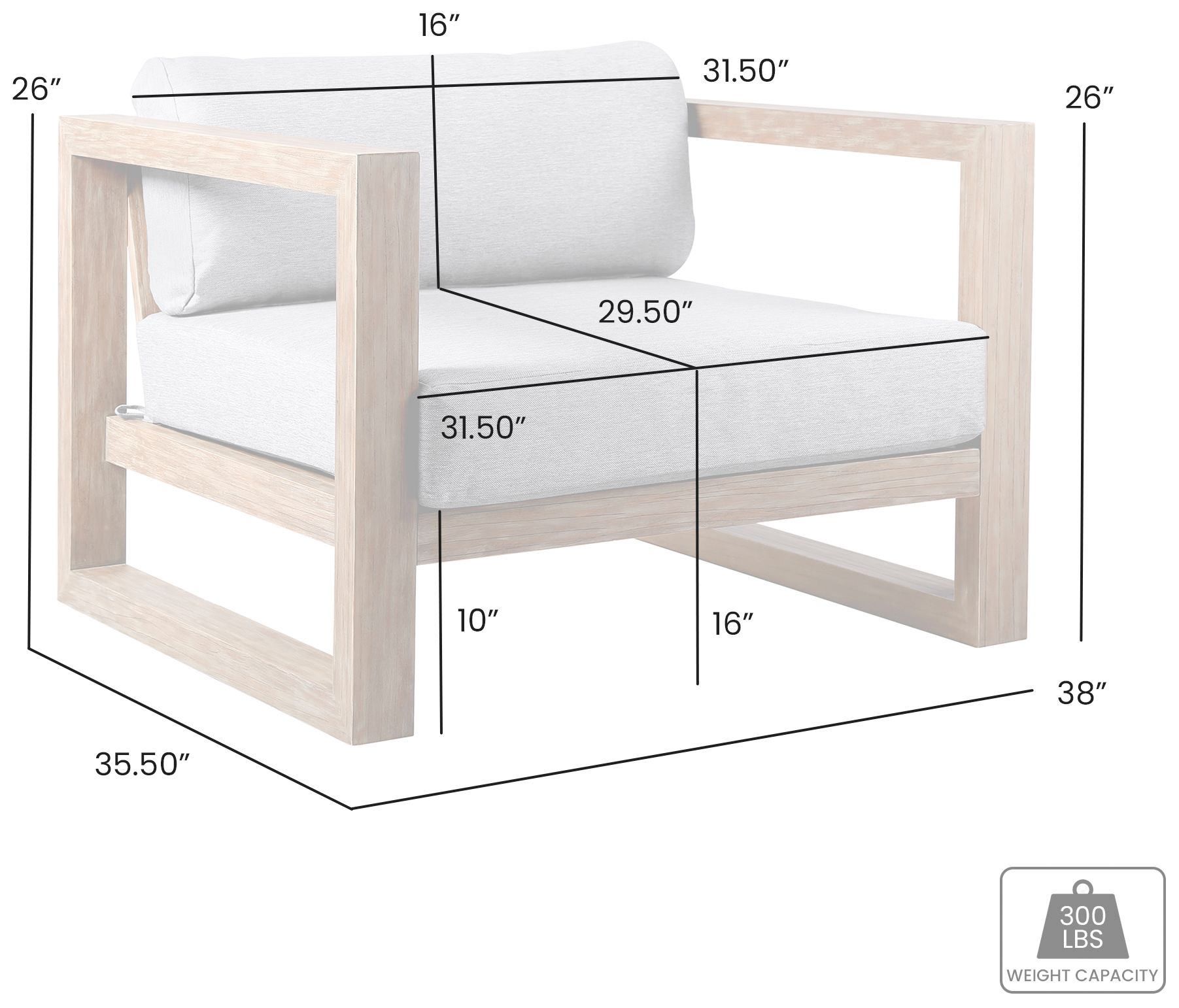 Image 6 Paradise Outdoor Lounge Chair with Grey Cushions in Light Eucalyptus Wood more views