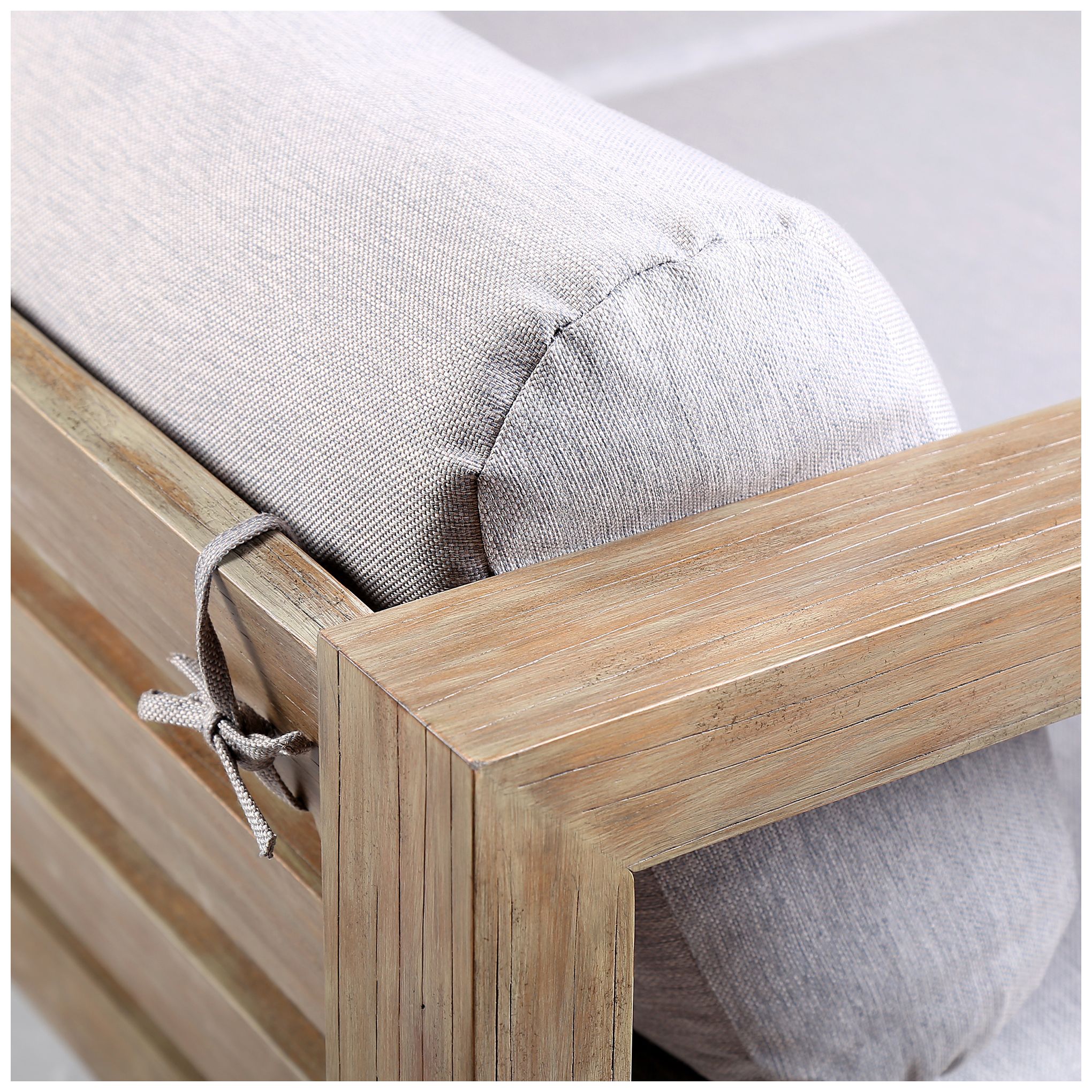 Image 7 Paradise Outdoor Lounge Chair with Grey Cushions in Light Eucalyptus Wood more views