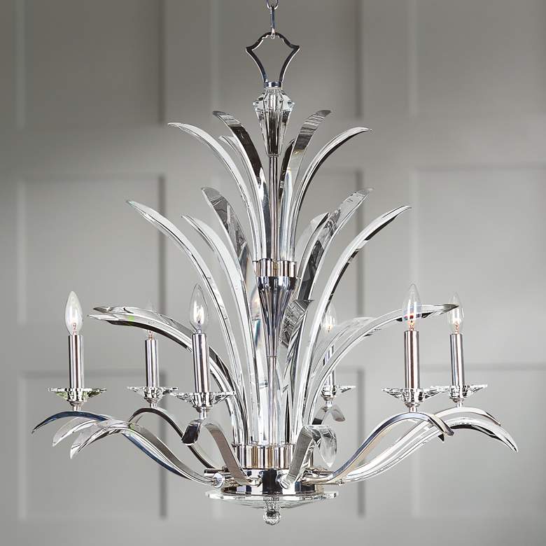 Image 1 Paradise Plated Silver Crystal 34" Wide 6-Light Chandelier