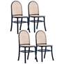 Paragon Black Wood Natural Cane Dining Chairs Set of 4 in scene