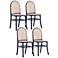 Paragon Black Wood Natural Cane Dining Chairs Set of 4