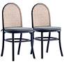 Paragon Matte Black Wood and Cane Dining Chairs Set of 2 in scene